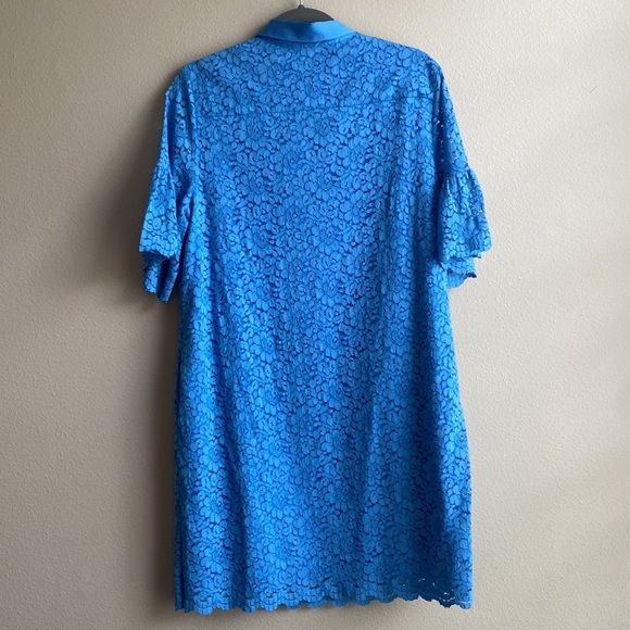 Banana Republic Short Mini Collared Lace Blue Dress with Pockets size L Petite - Picture 6 of 8